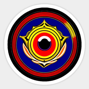 Mystical Oracle: The All-Seeing Eye Amidst Vibrant Flames Sticker